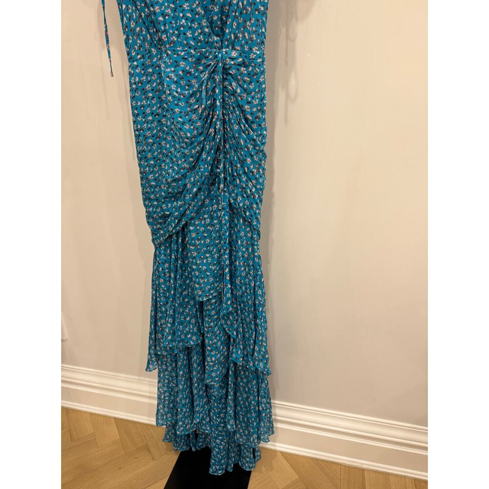 Veronica Beard Samara Floral Print Silk Ruched Maxi Dress  - US 2 - Picture 7 of 8